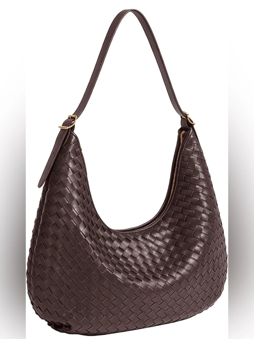 Chocolate hobo, shoulder bag woven, pocket book vegan leather👜👜